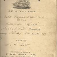 Page couverture du journal de bord tenu par Anselme O. Pothier, capitaine, de son voyage à Antigua, Antilles, en 1878, sur la goélette Kelso de J. H. Porter & Co. L’original du journal au complet se trouve aux Archives de la Argyle Municipality Historical & Genealogical Society, Tusket, Nouvelle-Écosse.